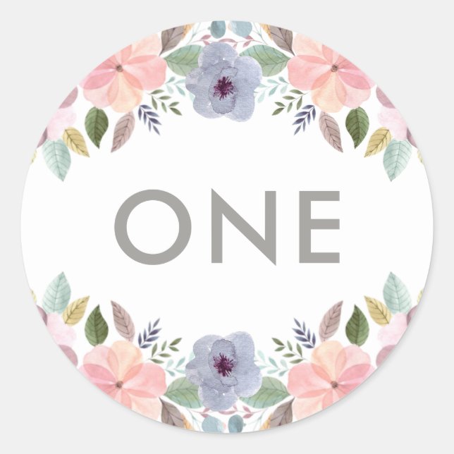 Hübsche Wasserfarbe Blumengeburt Jahr Elegant Runder Aufkleber (Vorderseite)