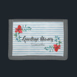 Hübsche Wasserfarbe Blumenstrauß Personalisiert Tri-fold Geldbeutel<br><div class="desc">"Goodbye Money" stilvolle hübsche Blume in Aquarellfarbe und gestreiftes Portemonnaie.</div>