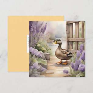 Hübsche Wasserfarbe Ente und Lavendel Blank Karte