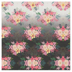 Hübsche Wasserfarbe Floral Schwarz-weiß Ombre De Stoff