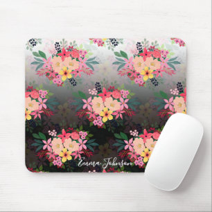 Hübsche Wasserfarbe Floral Schwarz-weiß Ombre Desi Mousepad