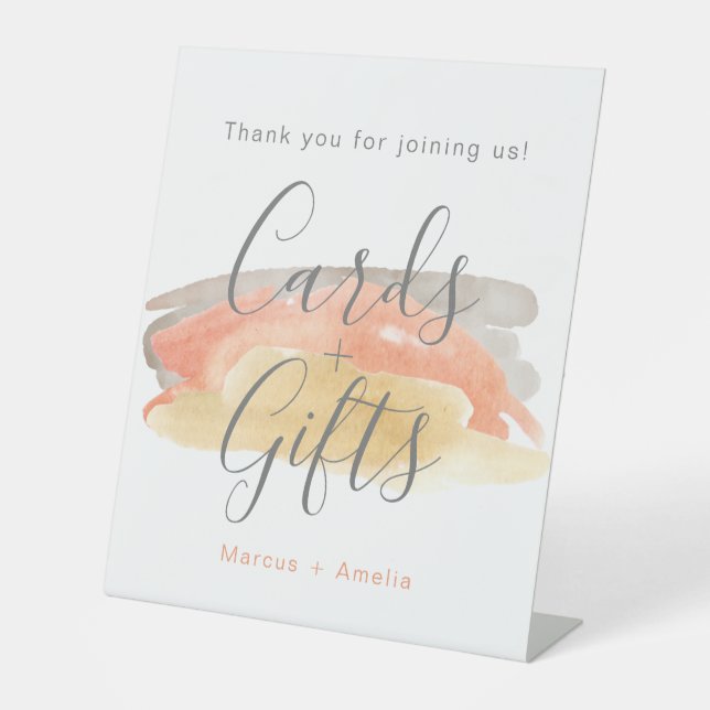 Hübsche Wasserfarbe Minimalistische Hochzeitsgesch Sockelschild (Vorderseite)