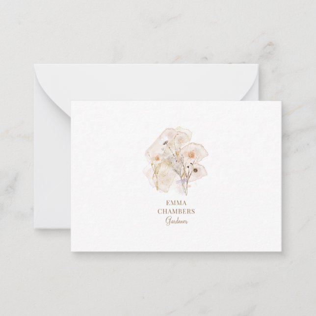 Hübsche Wasserfarbe Rustikale Blume Gärtner Mitteilungskarte (Vorderseite)
