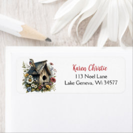 Hübsche Wasserfarbe Rustikales Vogelhaus und Vogel