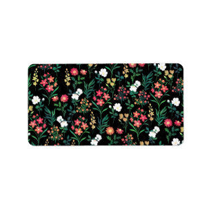 Hübsche Wasserfarbe Schwarz Botanisch Adressaufkleber