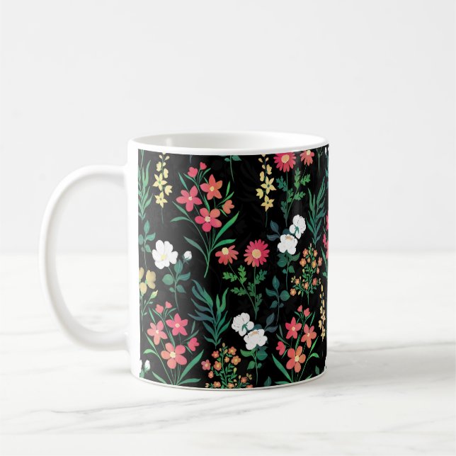 Hübsche Wasserfarbe Schwarz Botanisch Kaffeetasse (Links)