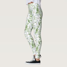 Hübsche Wasserfarbe Weiße Blume Personalisiert Leggings