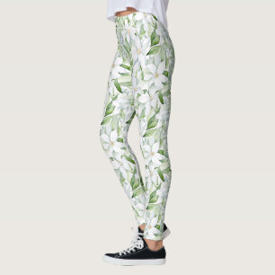 Hübsche Wasserfarbe Weiße Blume Personalisiert Leggings