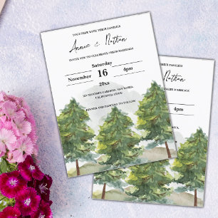 Hübsche Wasserfarben Bäume Landschaft Hochzeit ein Postkarte