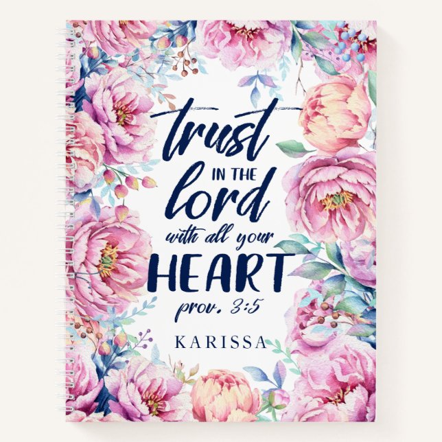 Hübsche Wasserfarben Florals | Schriftsatz Notizbuch (Vorderseite)