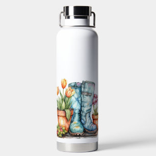 HÜBSCHE WASSERFARBEN FRÜHZEIT BLUME & BOOTE TRINKFLASCHE