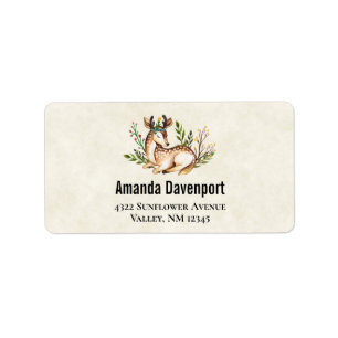 Hübsche Wasserfarben-Hirsche, die Boho ablegen Adressaufkleber