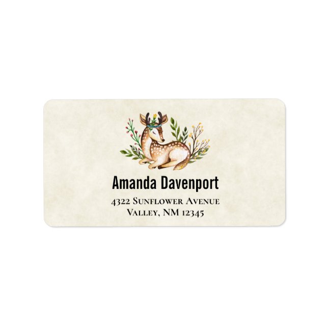 Hübsche Wasserfarben-Hirsche, die Boho ablegen Adressaufkleber (Vorne)