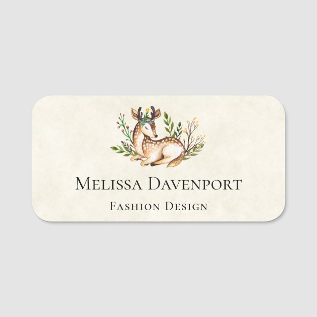 Hübsche Wasserfarben-Hirsche, die Boho ablegen Namensschild (Vorderseite)
