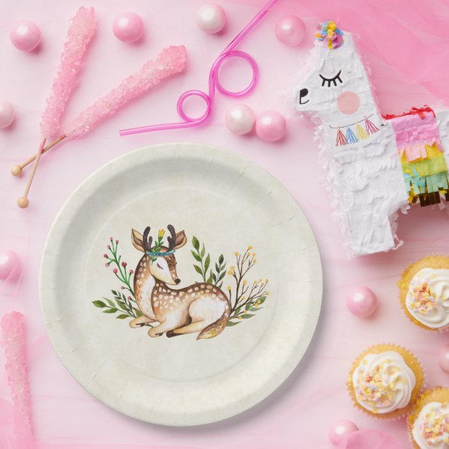 Hübsche Wasserfarben-Hirsche, die Boho ablegen Pappteller (Party)