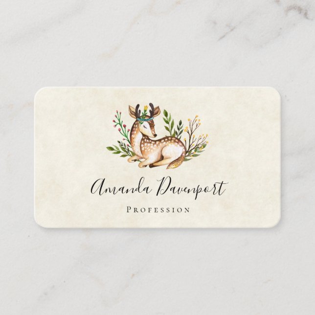 Hübsche Wasserfarben-Hirsche, die Boho ablegen Visitenkarte (Vorderseite)