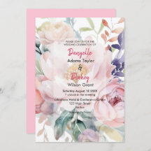 Hübsche Wasserfarben Rosa Lila Blumenhochzeit