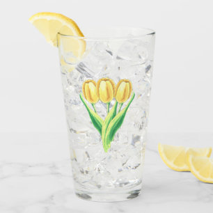 Hübsche Wasserfarben Tulips Frühlingsblumen Glas