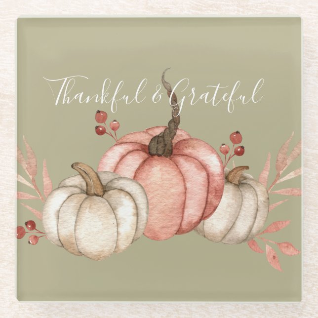 Hübsche Wasserfarbenkürbis Glasuntersetzer (Vorderseite)