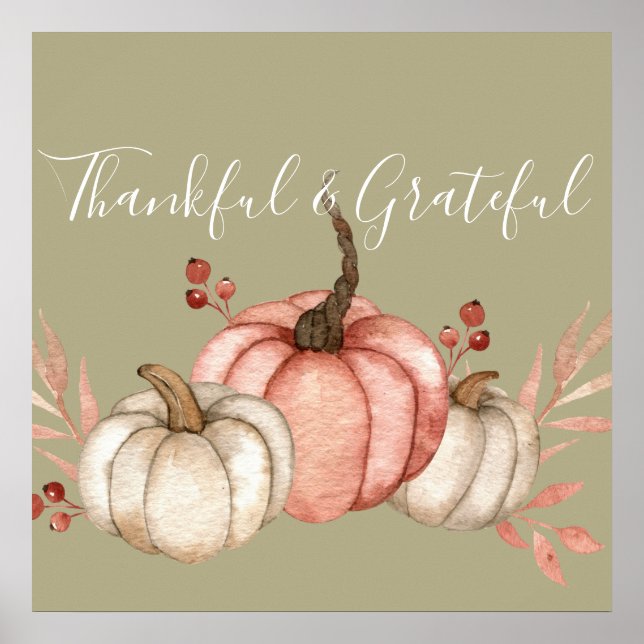 Hübsche Wasserfarbenkürbis Poster (Vorne)