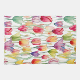 HÜBSCHE WASSERFARBPINK & ORANGE FLORAL TULIPS GESCHIRRTUCH
