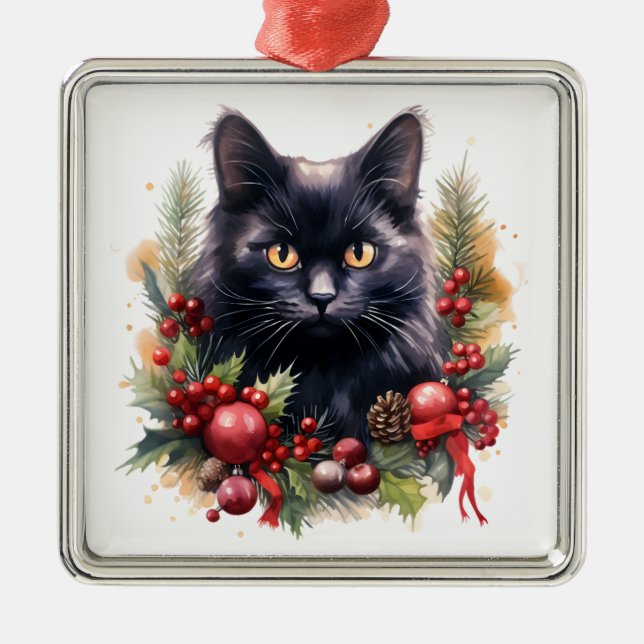 HÜBSCHE WASSERFARBSCHEIBEN KATZE ORNAMENT AUS METALL (Vorne)