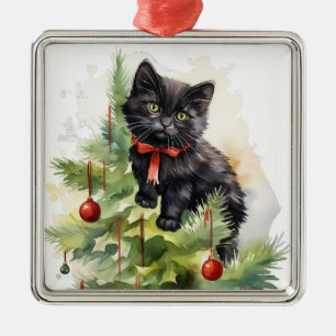 HÜBSCHE WASSERFARBSCHEIBEN KATZE ORNAMENT AUS METALL