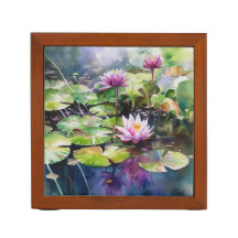 HÜBSCHE WASSERFARBWASSERLEIHEN BLUME & LILYPADS