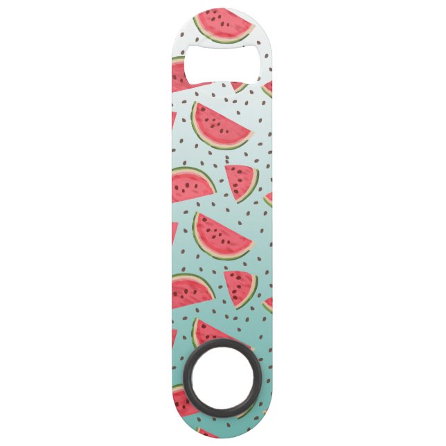 Hübsche Wassermelonen-Scheiben und Samenmuster Speedflaschenöffner (Vorderseite)