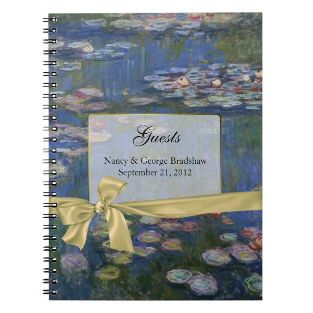 Hübsche Water Lilies Wedding Guest Sign in Noteboo Notizblock (Vorderseite)