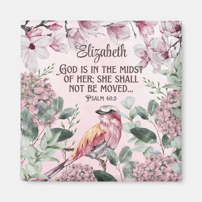 Hübsche Watercolor Bird-Blume Christliche Schrift Magnet (Vorne)