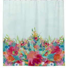 Hübsche Watercolor-Blumen Duschvorhang
