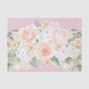 Hübsche Watercolor-Blumenblumenstrauß-Rosa-Rosen Seidenpapier