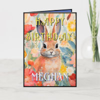 Hübsche Watercolor Rabbit Happy Birthday Card