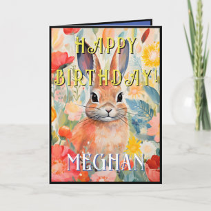 Hübsche Watercolor Rabbit Happy Birthday Card Karte