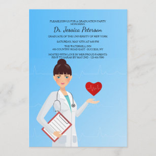 Hübsche weibliche Mediziner-Einladung Einladung