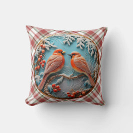 Hübsche Weihnachten Karierte Vögel. Kissen