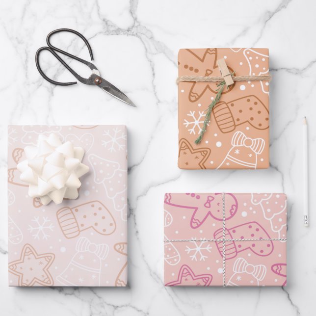 Hübsche Weihnachtsbäume Hört Sterne Weihnachten Geschenkpapier Set (Vorderseite)