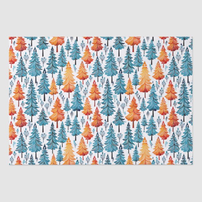 Hübsche Weihnachtsbäume in Wasserfarbe Seidenpapier (Vorderseite)