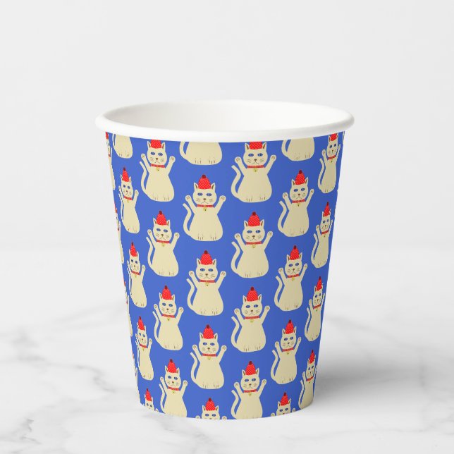 Hübsche Weihnachtskatze gemustert Pappbecher (Vorderseite)