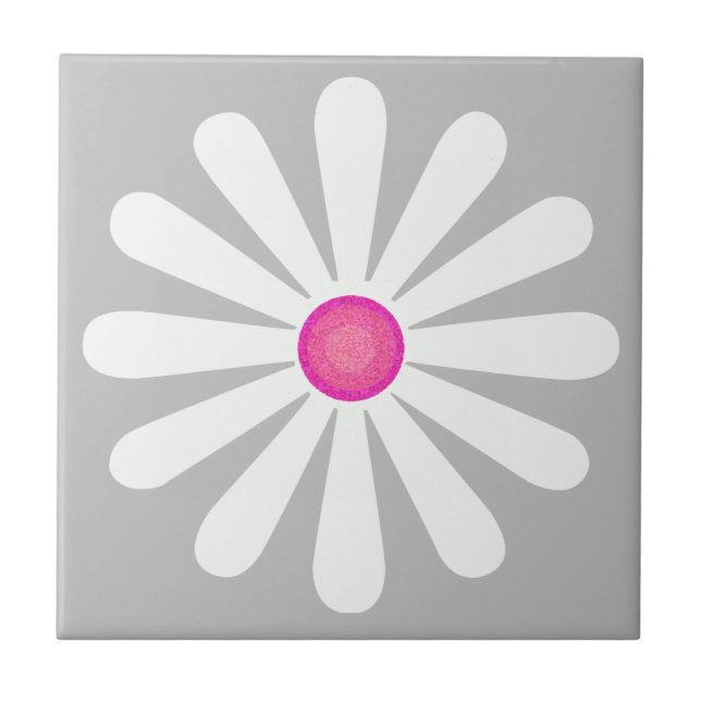 Hübsche Weißdecke mit rosa Mitte auf silber Fliese (Vorderseite)
