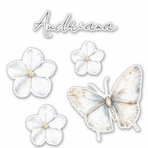 Hübsche Weiße Blaue Schmetterlings-Brautparty Aufkleber