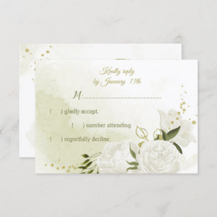 hübsche weiße Blume grüne Blätter botanisch RSVP Karte