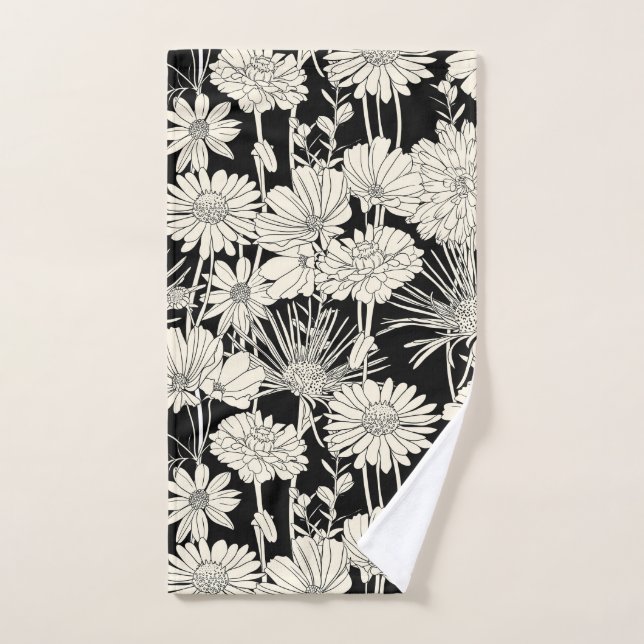 Hübsche weiße Blume im schwarzen Hintergrund Handtuch (Handtuch)