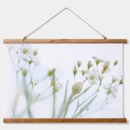 Hübsche weiße Blume Wandteppich Mit Holzrahmen