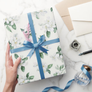 Hübsche Weiße Blumen Brautparty Geschenkpapier
