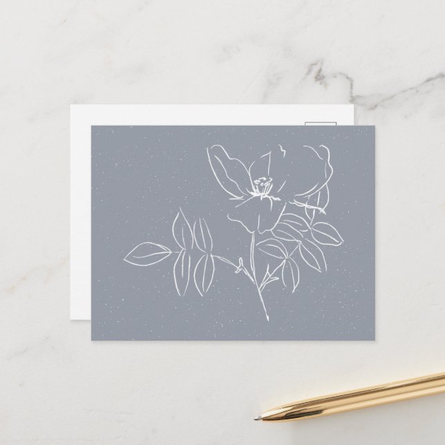 Hübsche weiße Blumen-Doodle  Postkarte (Vorderseite/Rückseite Beispiel)