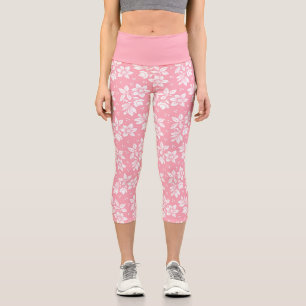 Hübsche weiße Blumen rosa botanisch floral Capri Leggings