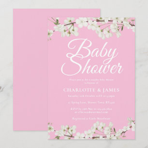 Hübsche weiße Blüten-Paare Baby Shower/Sprinkle Einladung