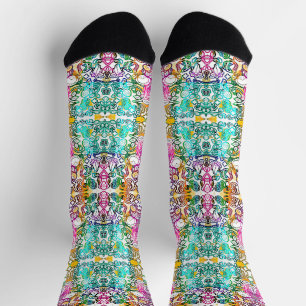 Hübsche weiße bunte Blumen  Socken